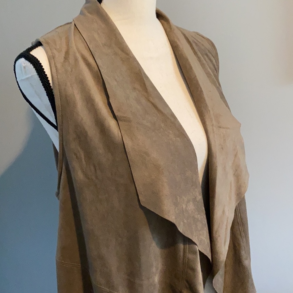 Joan Vass Faux Leather Open front top NWT